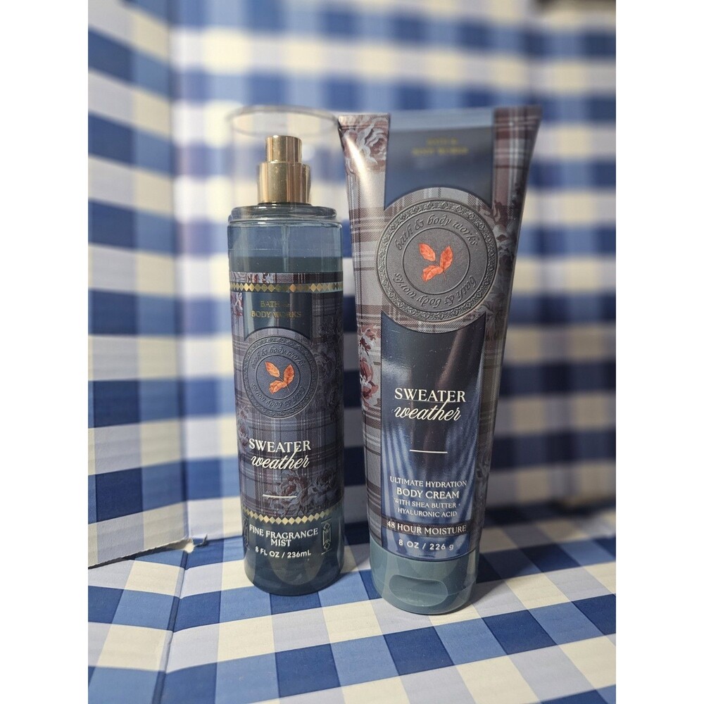 Bath & Body Works Sweater Weather Hydration Body Cream & Fine Fragrance Mist Set